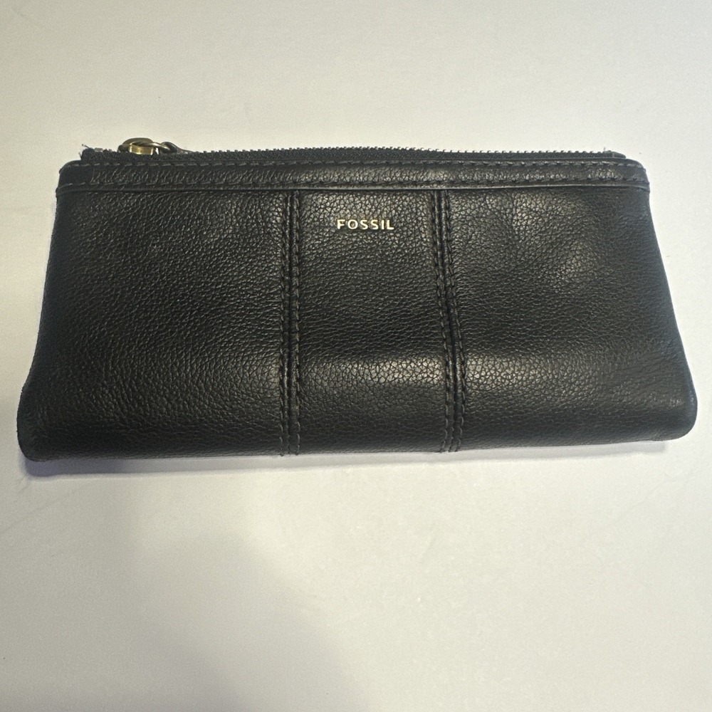 Fossil‎  Designer Black Leather Ella Clutch Wallet